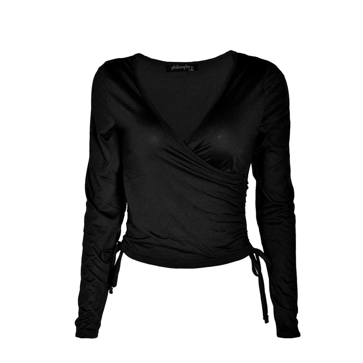 Blusa con jareta en costado Philosophy talla chica color negro modelo 73080