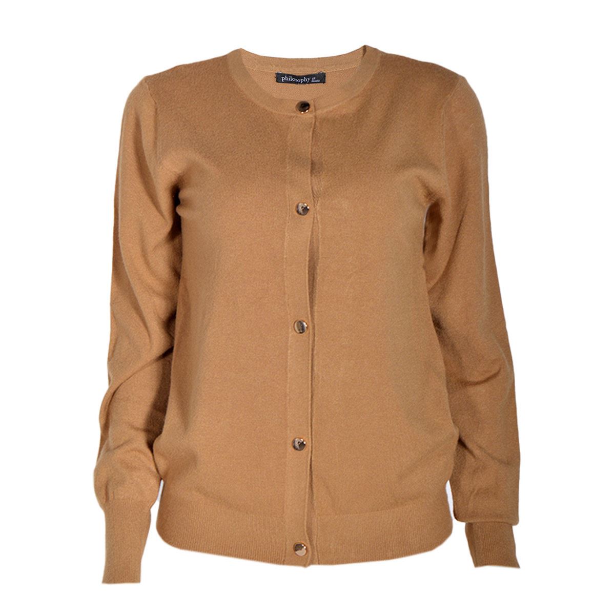 Suéter liso con botones Philosophy talla mediano color cafe medio modelo XN175