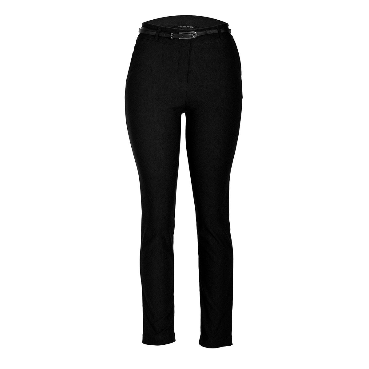 Pantalón recto liso con cinturón delgado Philosophy talla mediana color negro modelo 1537A