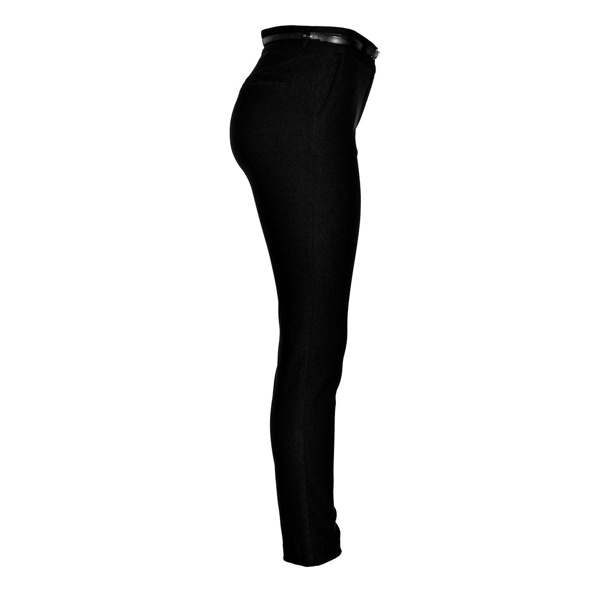 Pantalón recto liso con cinturón delgado Philosophy talla mediana color negro modelo 1537A