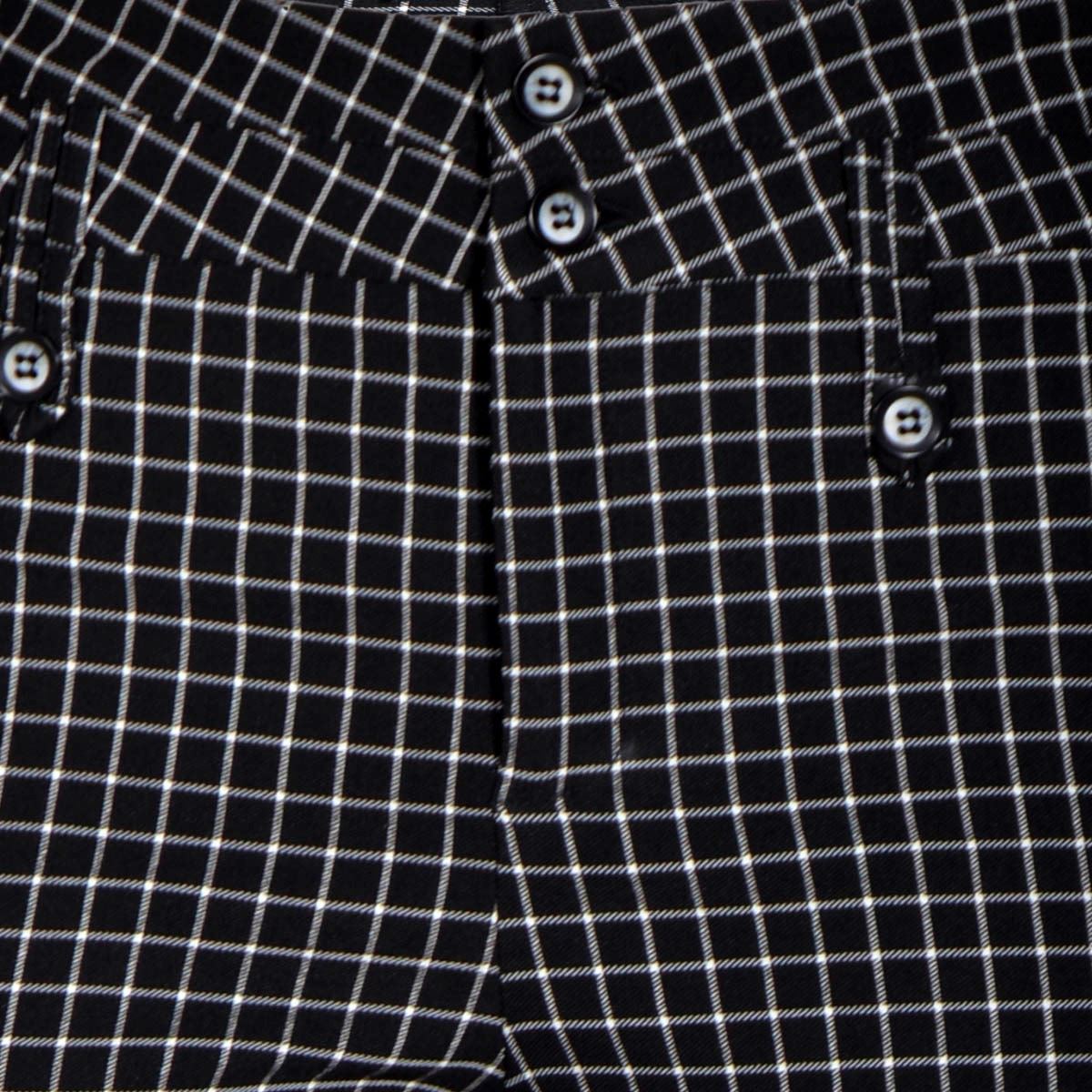 Pantalón recto con estampado a cuadros y doble botón frontal Philosophy talla chica color negro combinado modelo 1535A