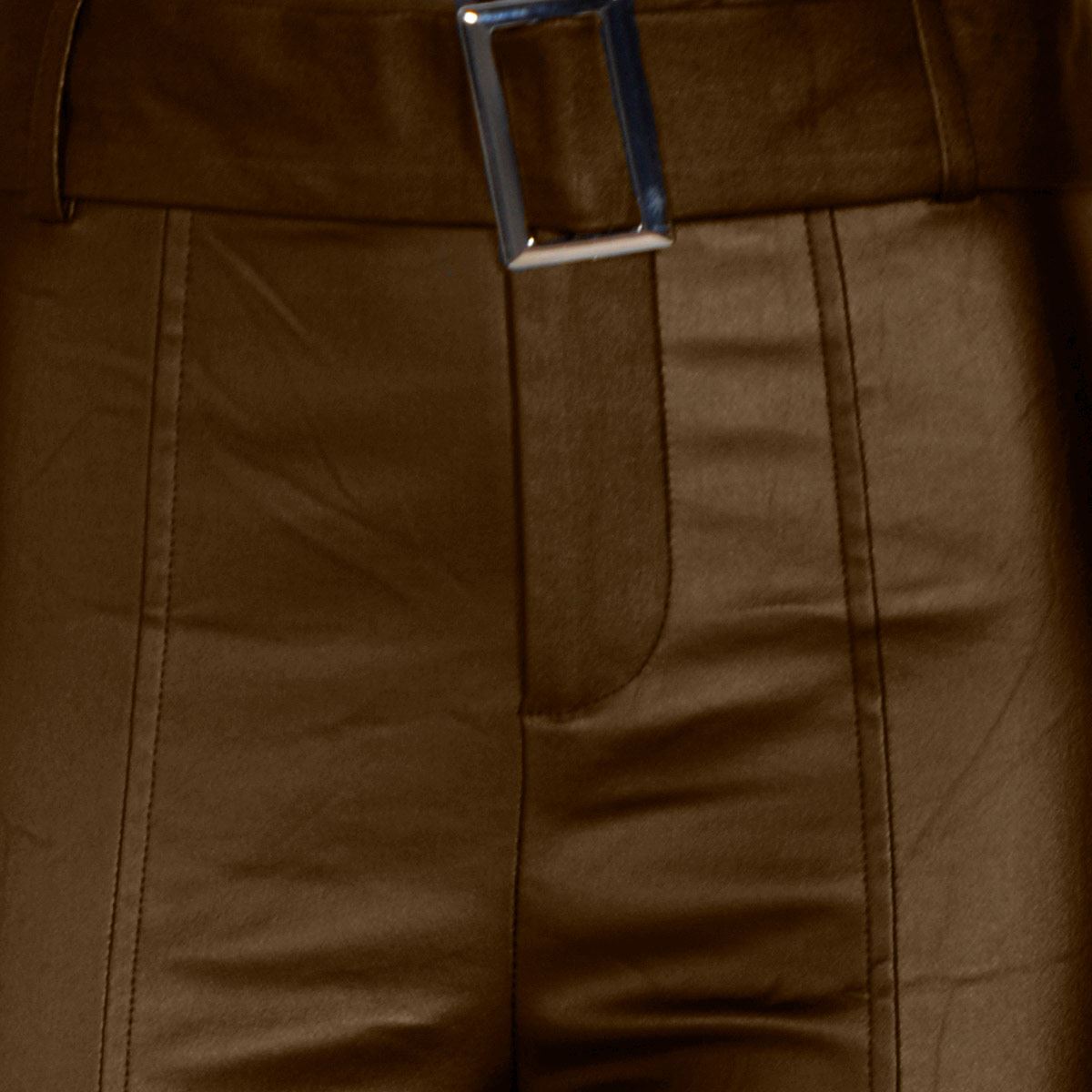 Pantalón recto liso con cinturón delgado Philosophy talla grande color café modelo YP4492