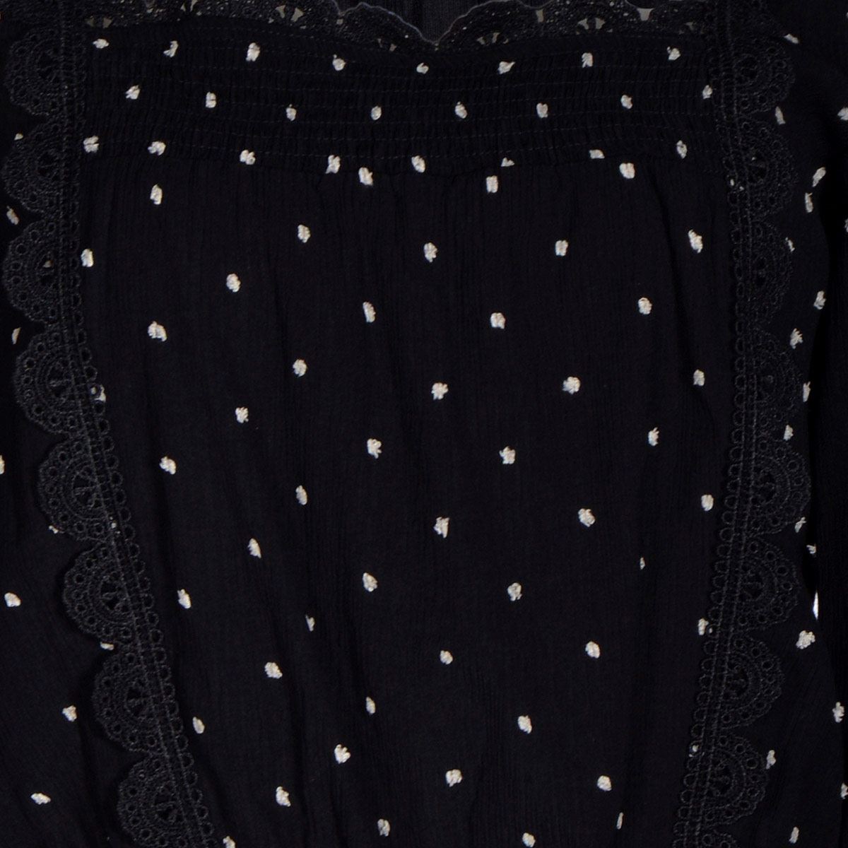 Blusa con encaje y detalles en combinación con amarre en la espalda Philosophy talla grande color negro combinado modelo CR1422