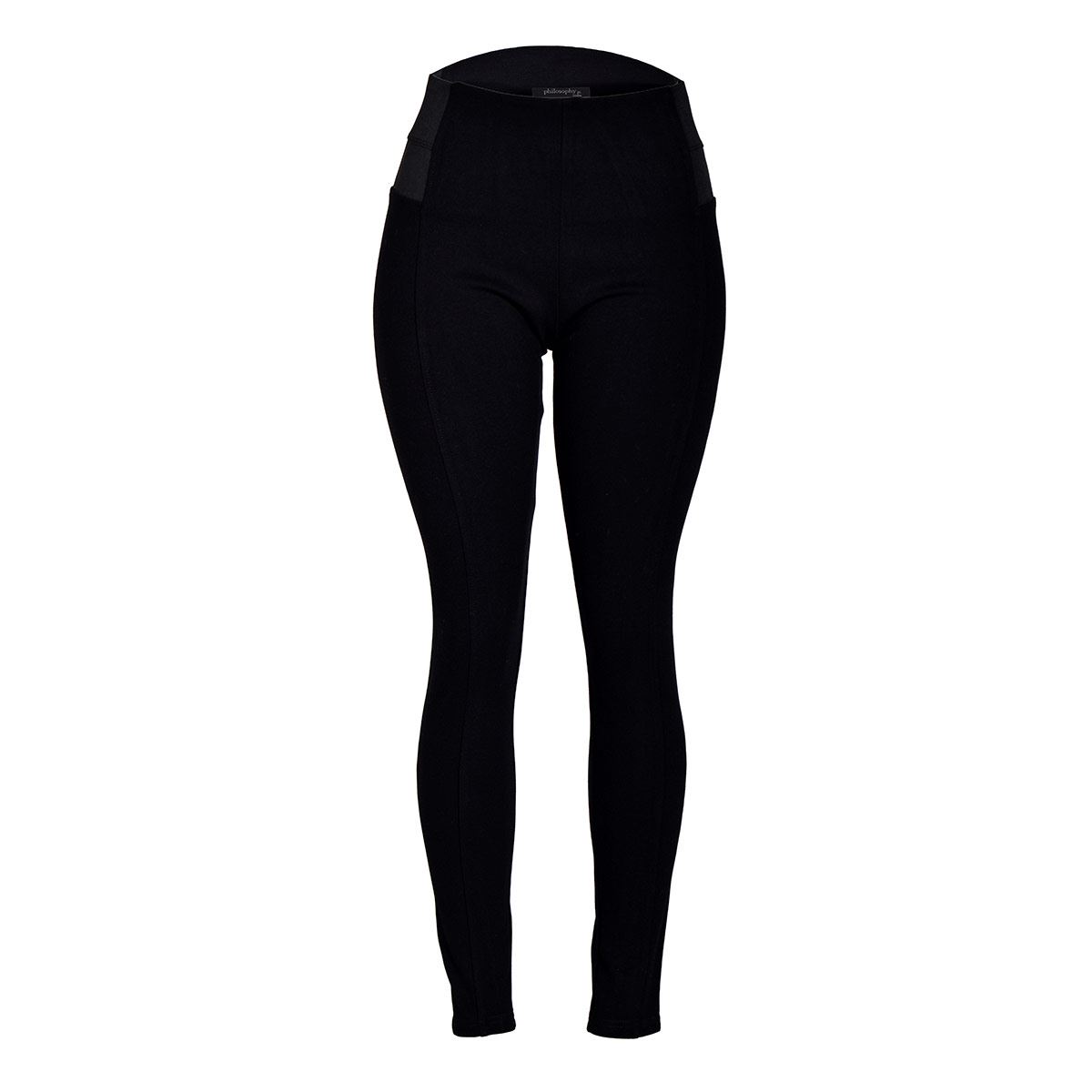Leggins rectos lisos con pretina ancha Philosophy talla mediano color negro modelo PP355
