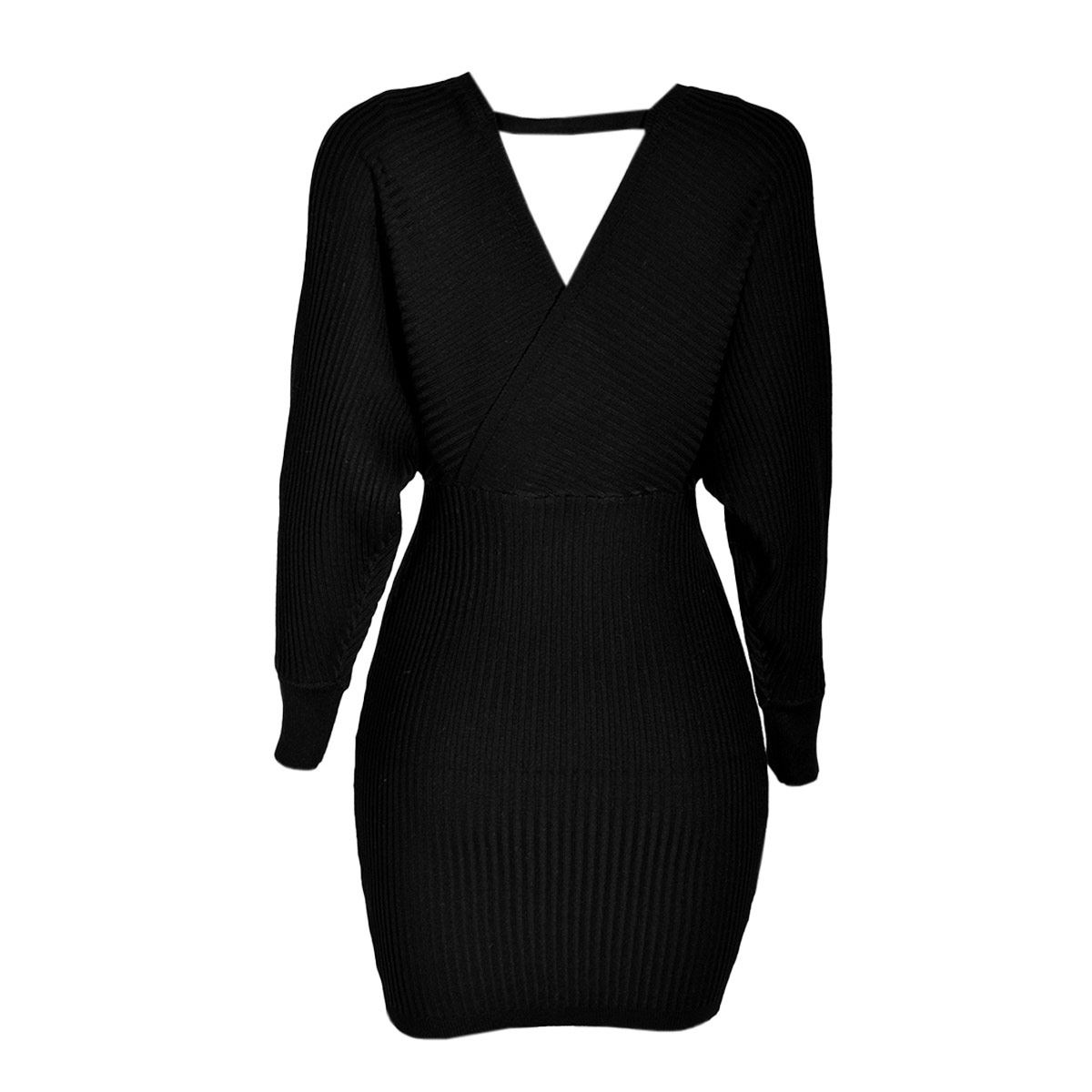 Vestido corto tejido con frente cruzado Philosophy talla mediano color negro modelo 90043WH