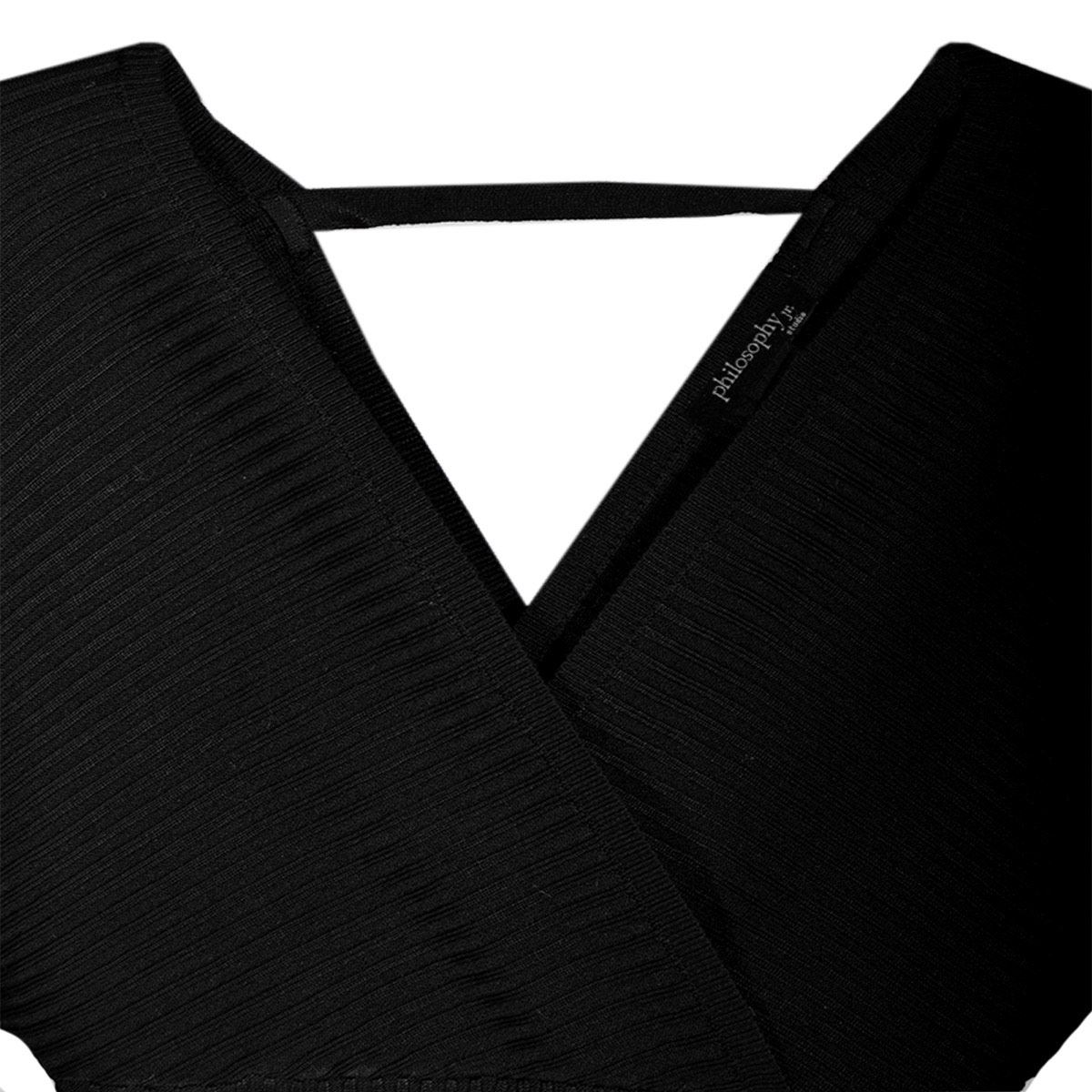 Vestido corto tejido con frente cruzado Philosophy talla mediano color negro modelo 90043WH