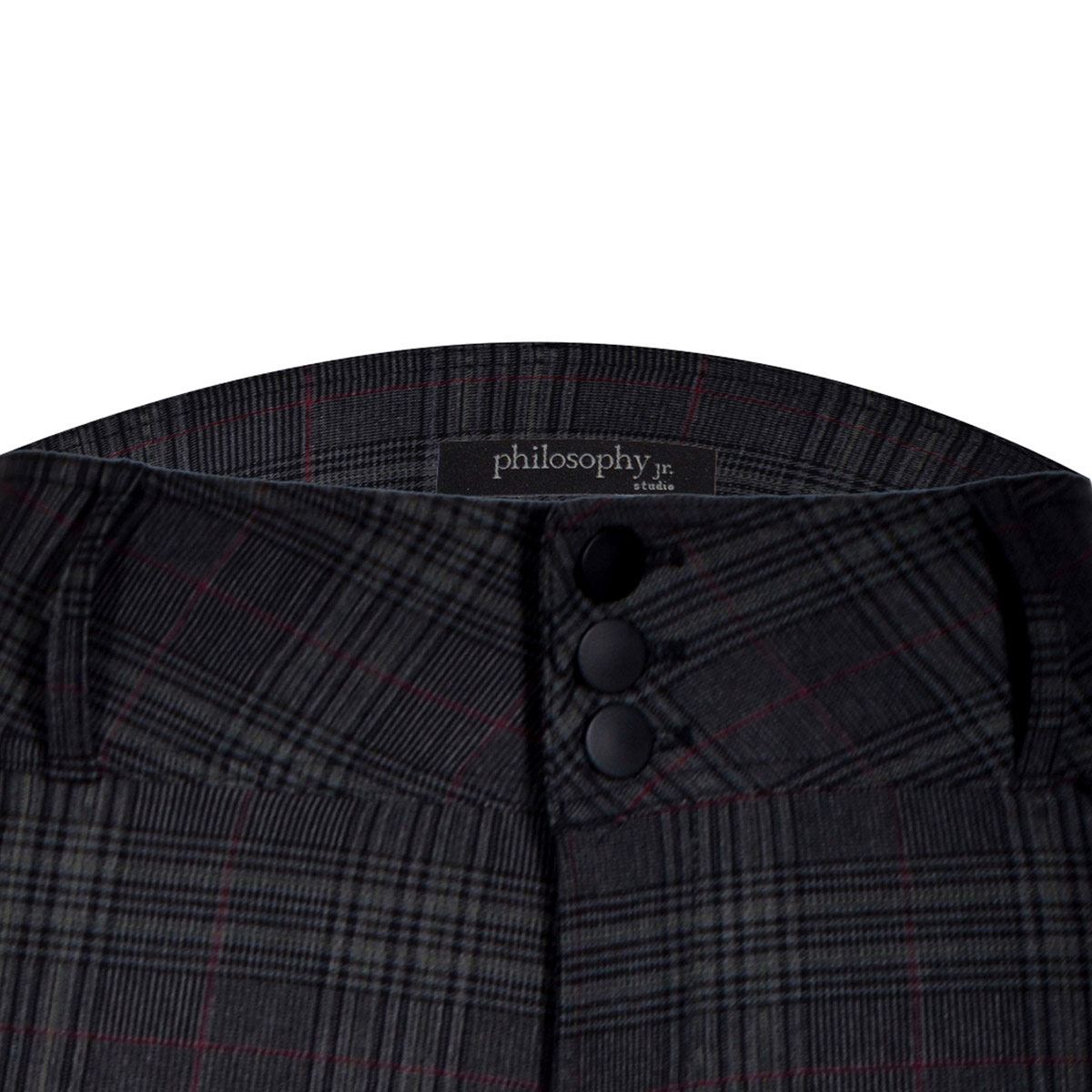 Pantalón con estampado de cuadros oscuros y pretina ancha Philosophy talla grande color gris combinado modelo P13387