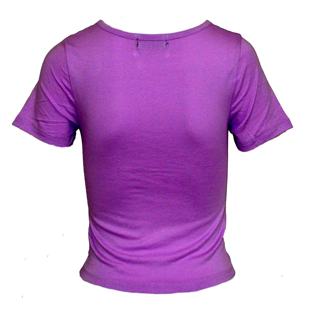 Blusa corta plisada con botones Philosophy talla chica color morado claro modelo 73386N