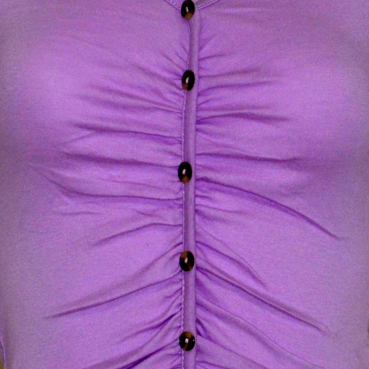 Blusa corta plisada con botones Philosophy talla chica color morado claro modelo 73386N
