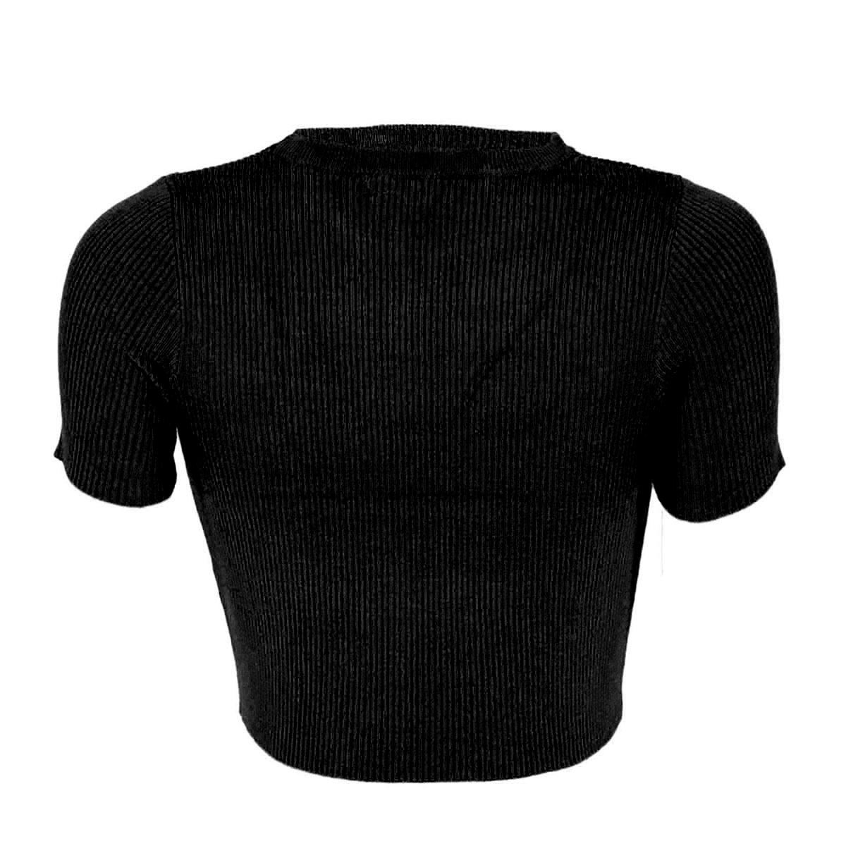 Blusa corta, lisa con escote ojal Philosophy talla chica color negro modelo T13086N