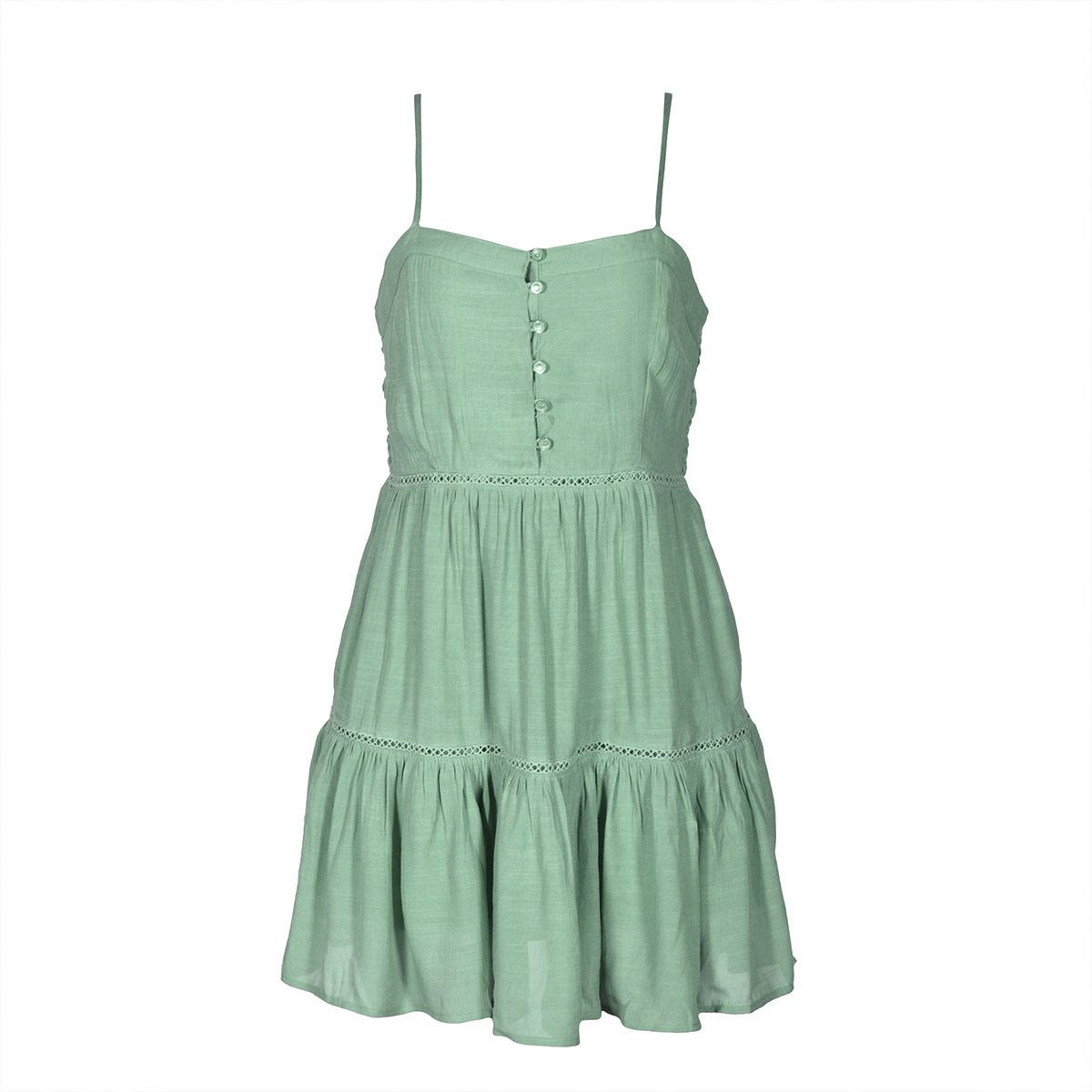 Vestido corto para mujer con botones y olanes Philosophy talla chica color verde modelo 4677DMN