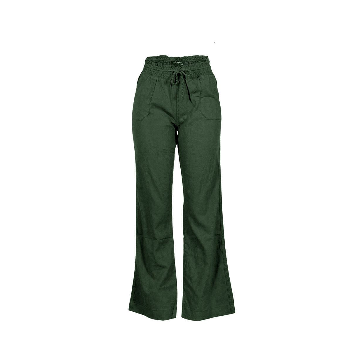 Pantalón acampanado con elástico y bolsillos Philosophy talla extra grande color verde obscuro modelo LP13CLNN