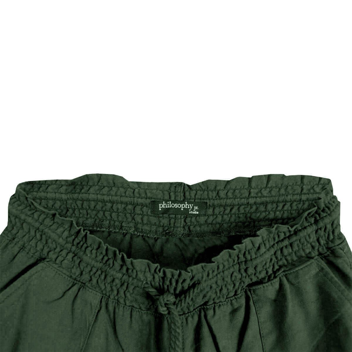 Pantalón acampanado con elástico y bolsillos Philosophy talla extra grande color verde obscuro modelo LP13CLNN