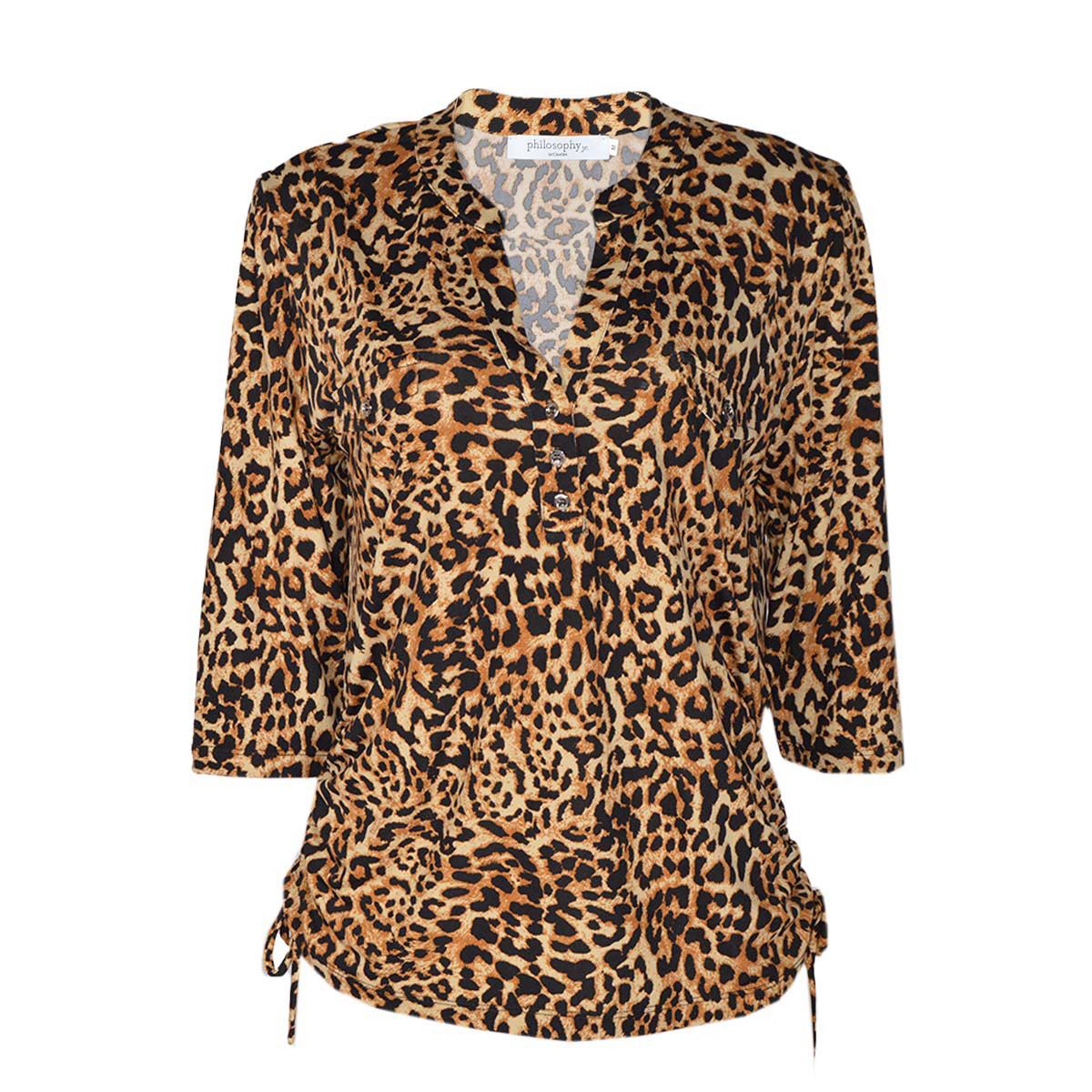 Blusa para mujer con jaretas botones y estampado animal print Philosophy Woman