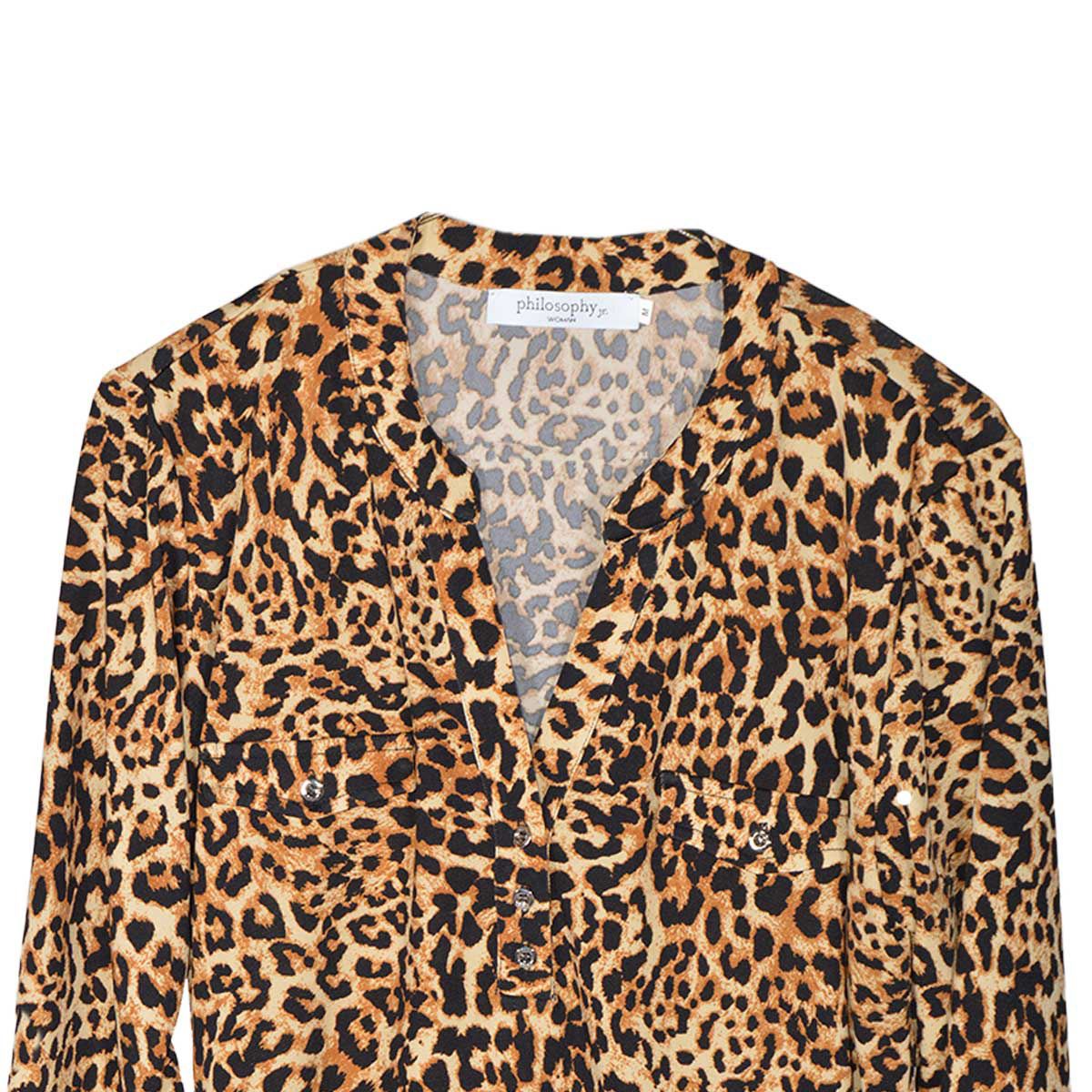 Blusa para mujer con jaretas botones y estampado animal print Philosophy Woman