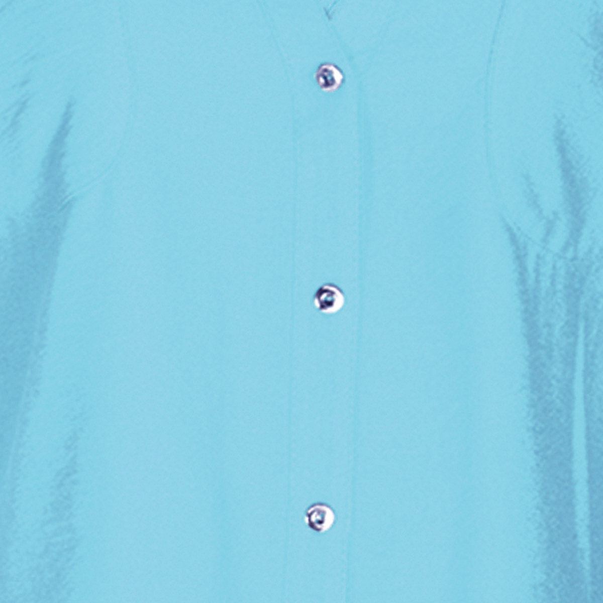 Blusa lisa para mujer con elevación en manga y botones Philosophy talla mediana color azul modelo 11579