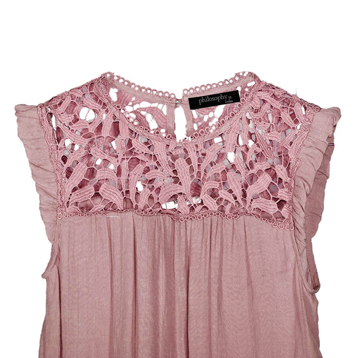 Blusa holgada con encaje Philosophy talla chica color rosa obscuro modelo CR2024