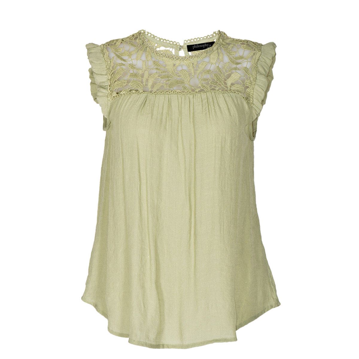 Blusa holgada con encaje Philosophy talla mediana color verde modelo CR2024