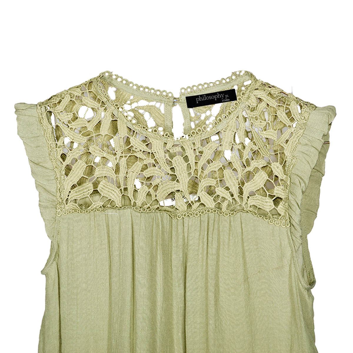 Blusa holgada con encaje Philosophy talla mediana color verde modelo CR2024
