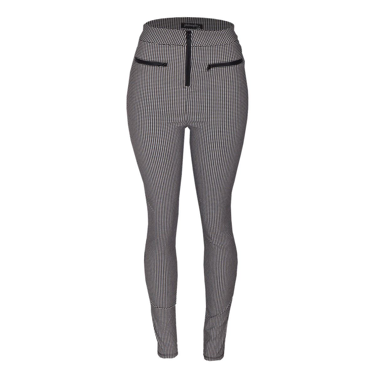 Pantalón para mujer, recto, con bolsillos simulados y vivos en negro Philodophy Jr talla mediana color negro combinado modelo YP4860