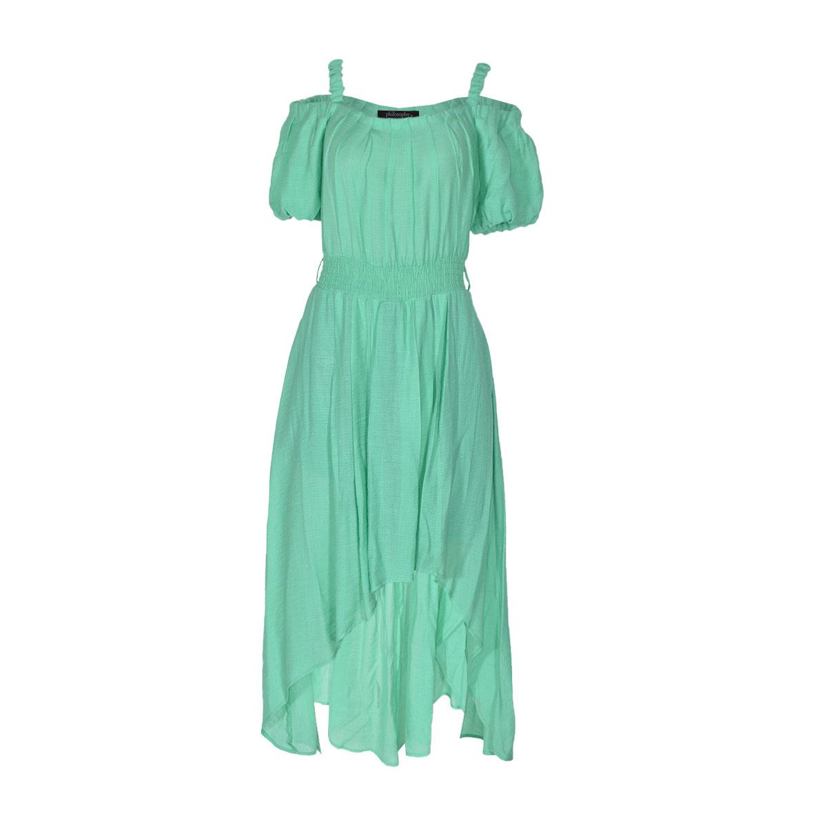 Vestido maxi de falda circular con escote en forma de cerradura y falda plisada Verde Oscuro