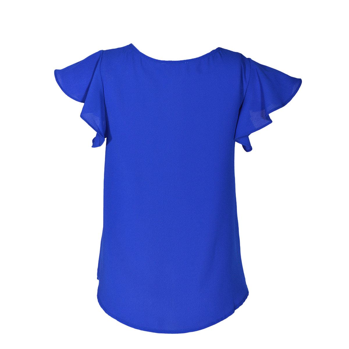 Blusa para mujer, lisa con olanes Philosophy talla grande color azul medio modelo TB8165