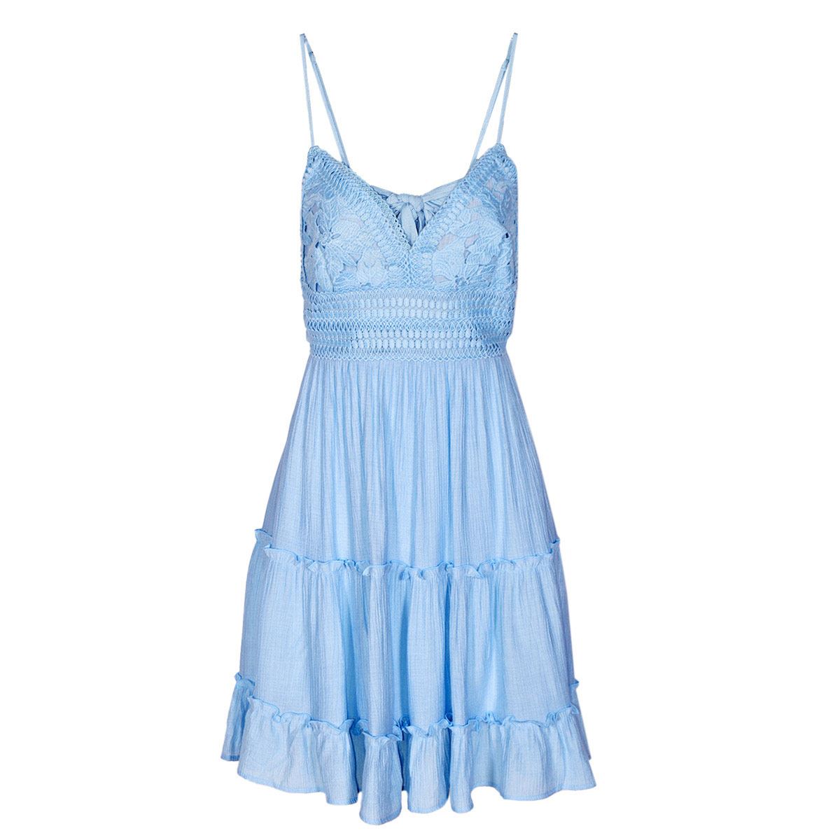 Vestido Corto Acanalado con Lazos
