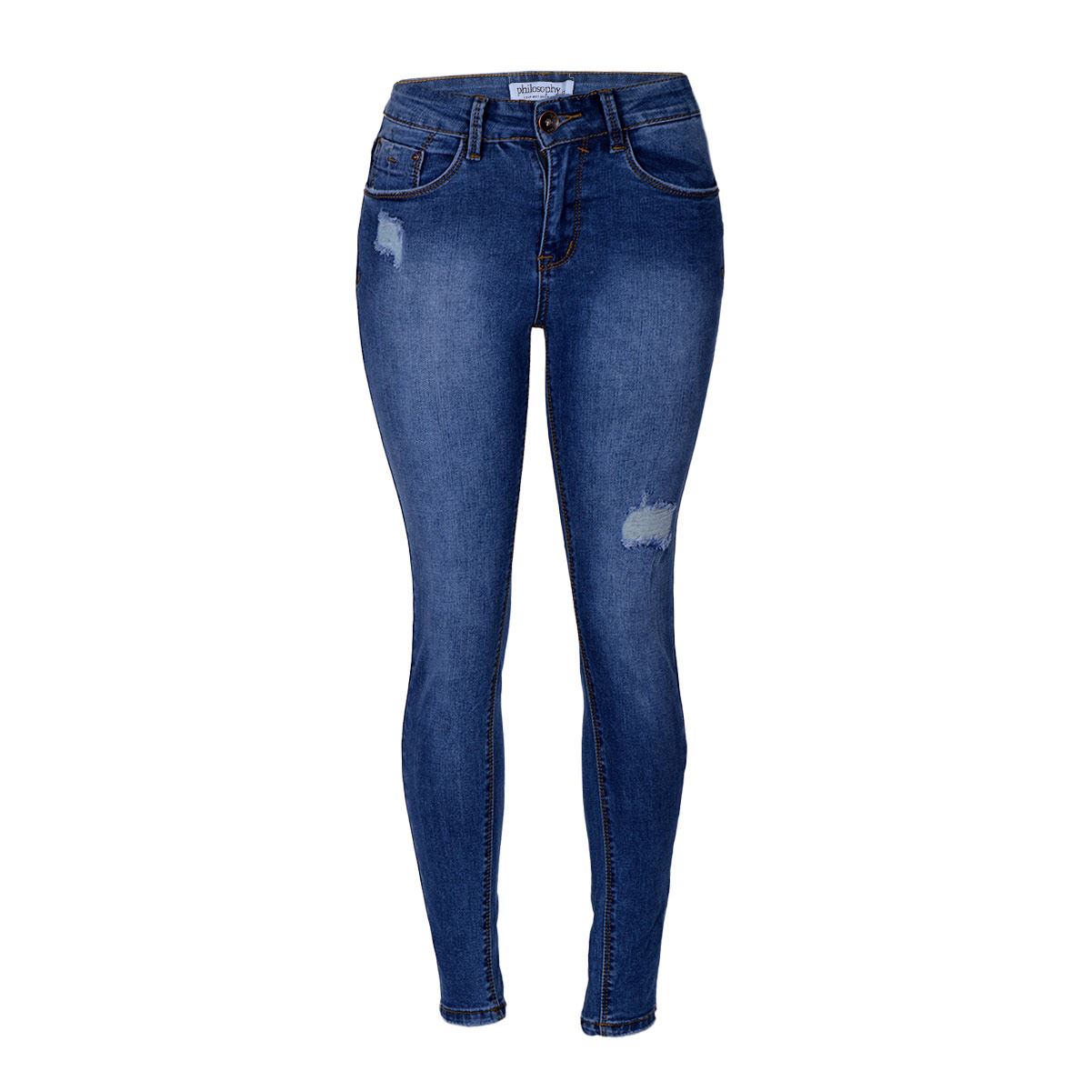 Jeans skinny para mujer con rasgado y bolsas Philosophy talla 9 color azul modelo BHI2010459P