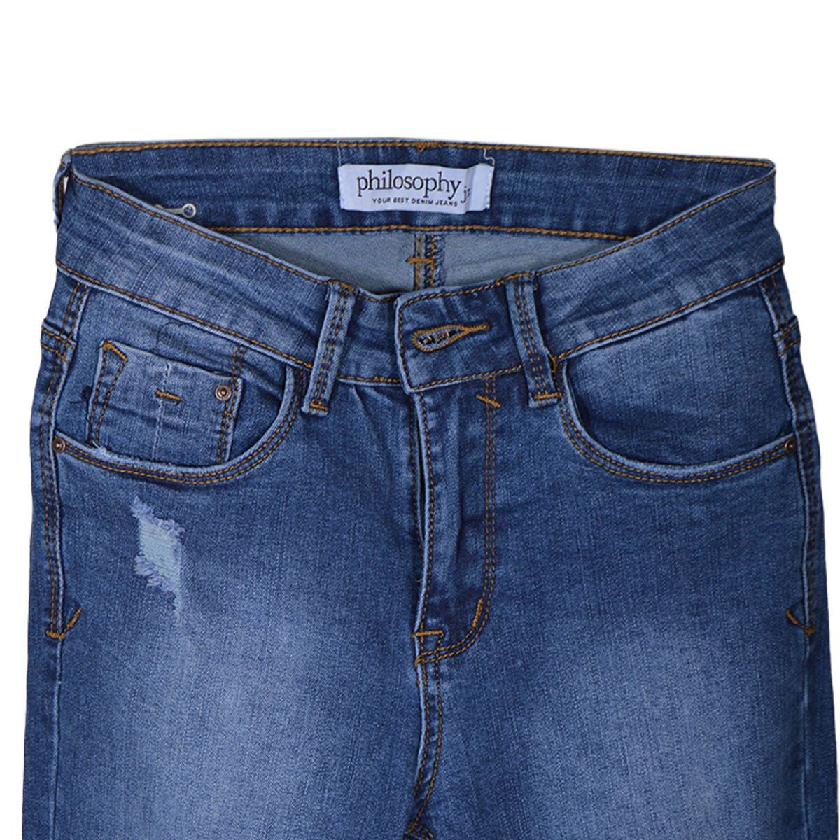 Jeans skinny para mujer con rasgado y bolsas Philosophy talla 9 color azul modelo BHI2010459P