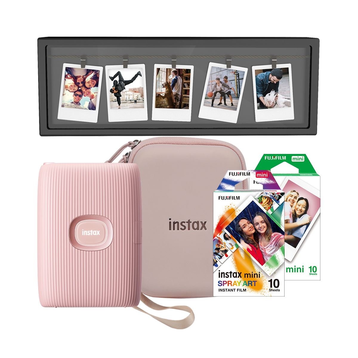 Fujifilm INSTAX Mini Link 2 - Impresora para smartphone, paquete de  película instantánea Instax Mini color rosa suave, 40 exposiciones + paño  de