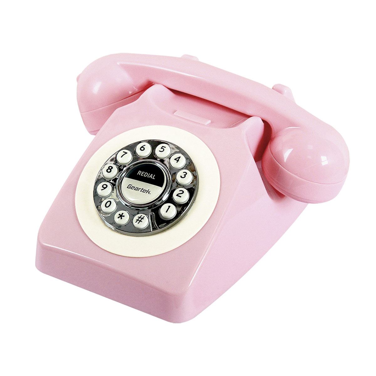 Teléfono Alámbrico Geartek Retro Clásico Rosa