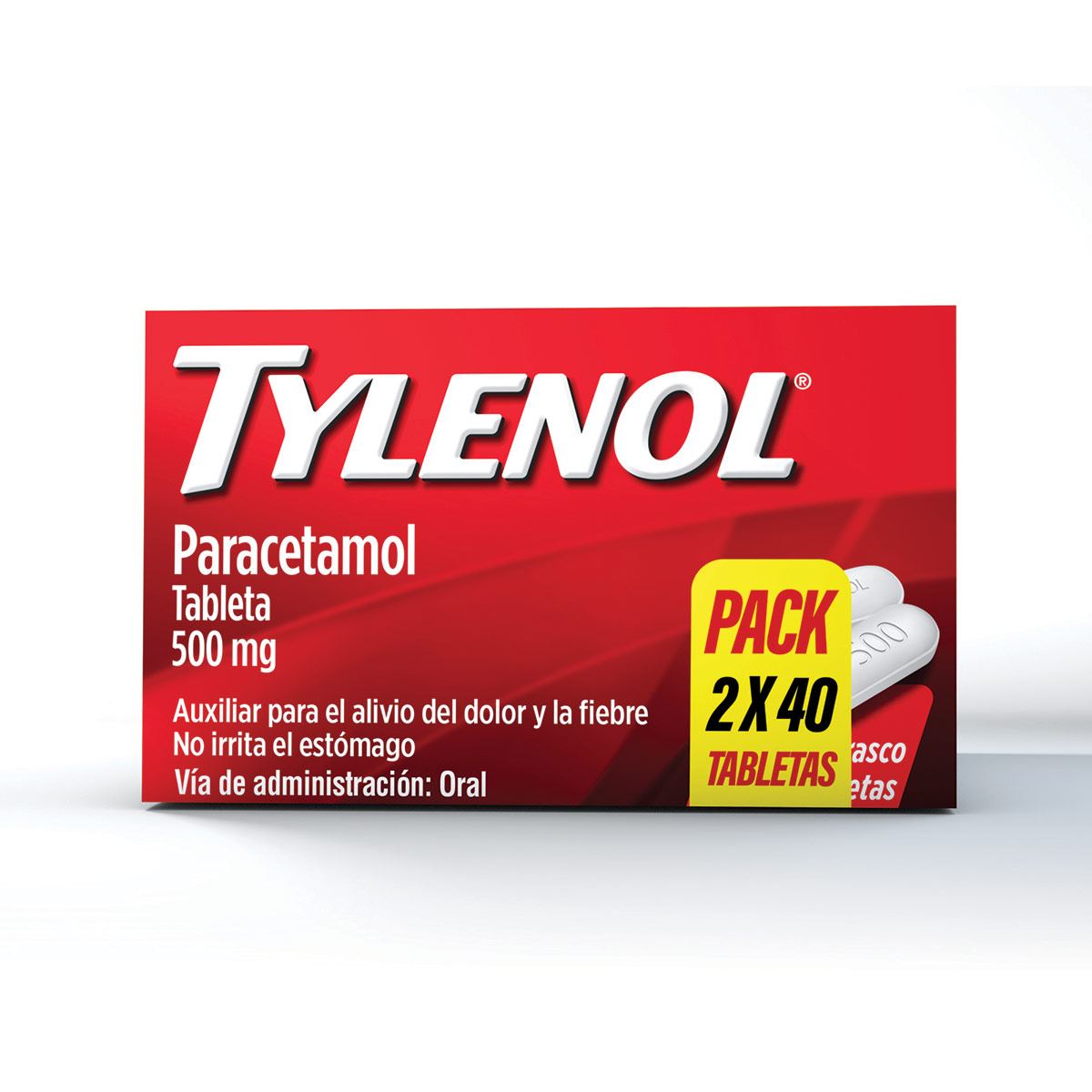 Analgésico TYLENOL 2 pack  40 Tabletas 500 mg