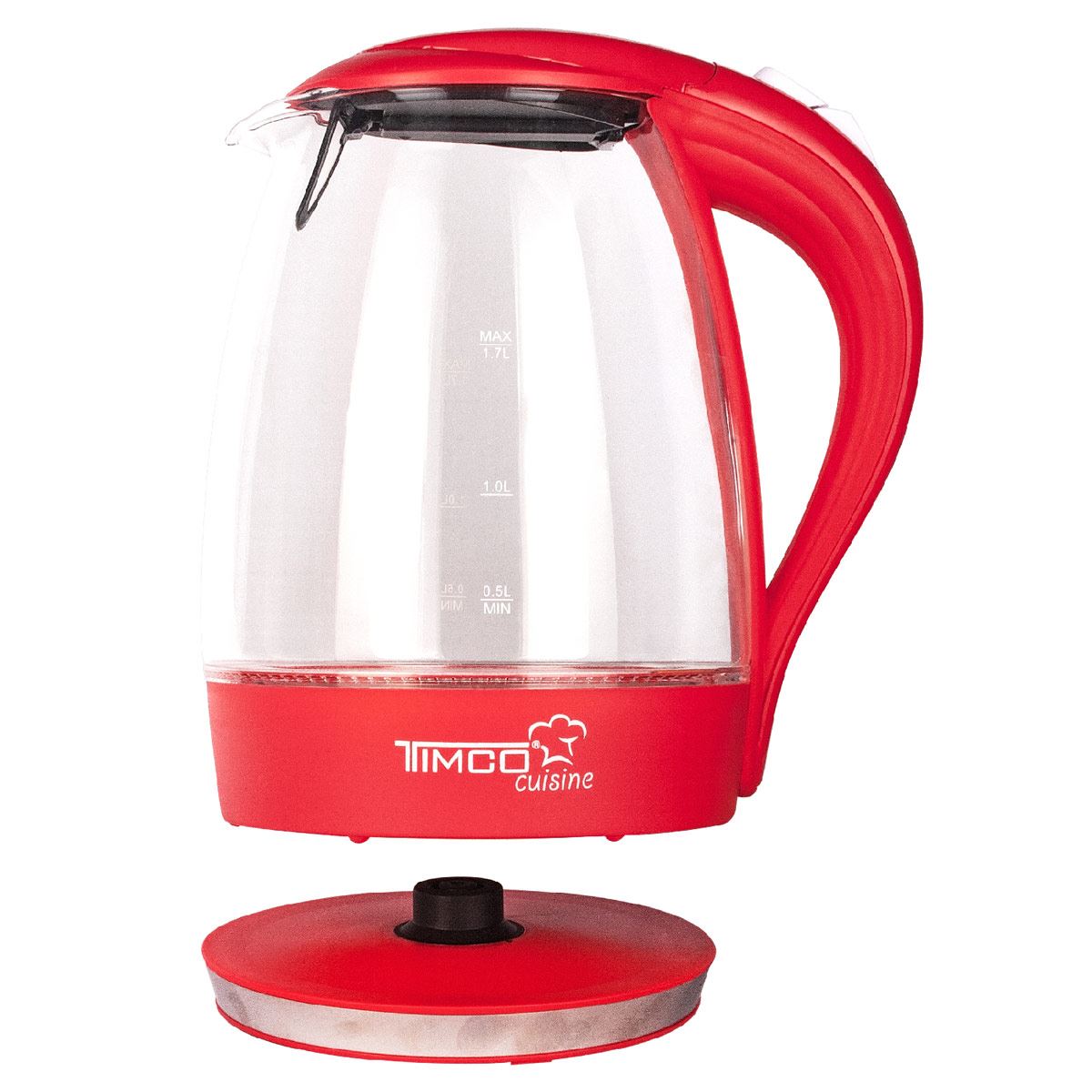Jarra eléctrica para calentar agua vidrio Roja 1.70 L