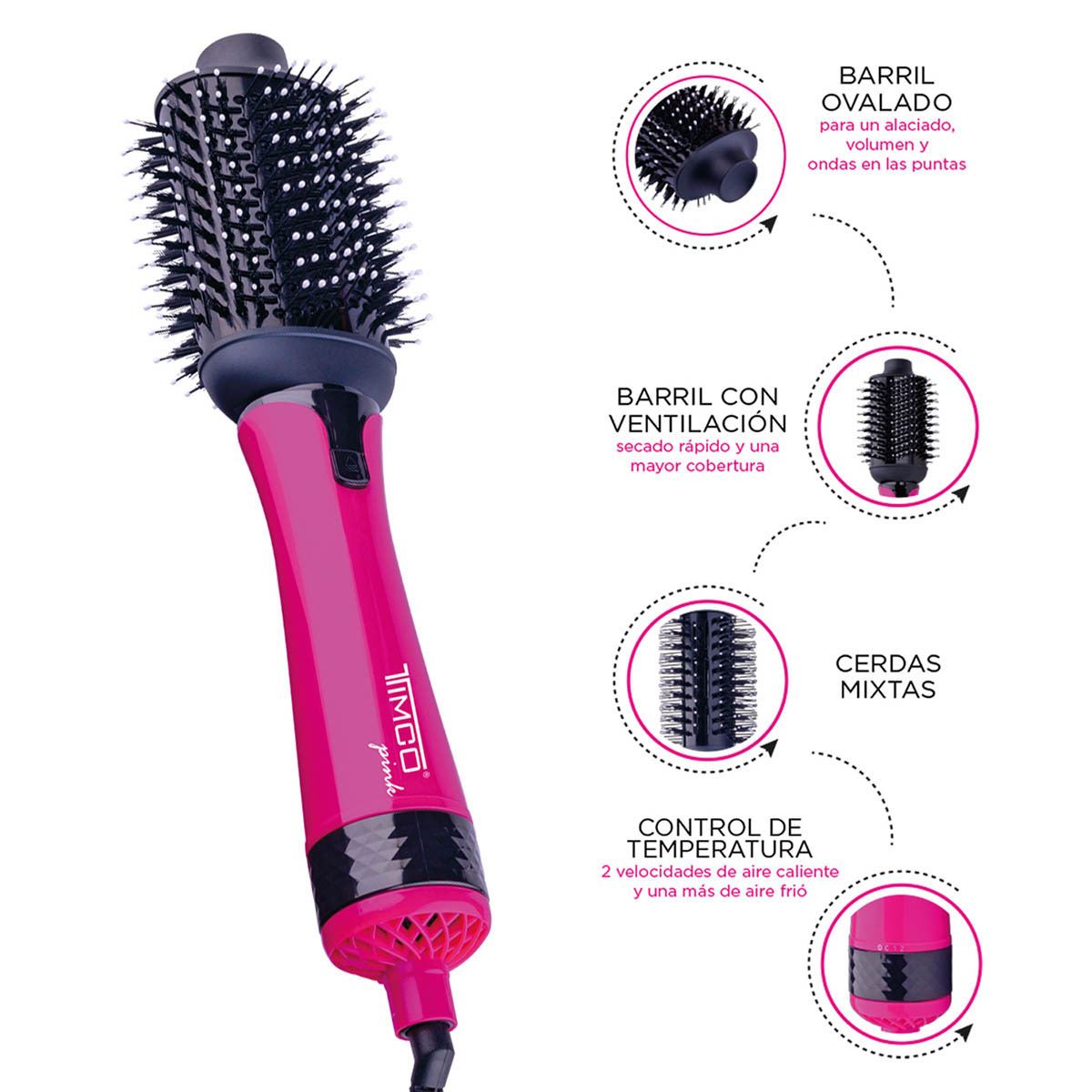 Cepillo Oval Fiusha AJ-809 Timco