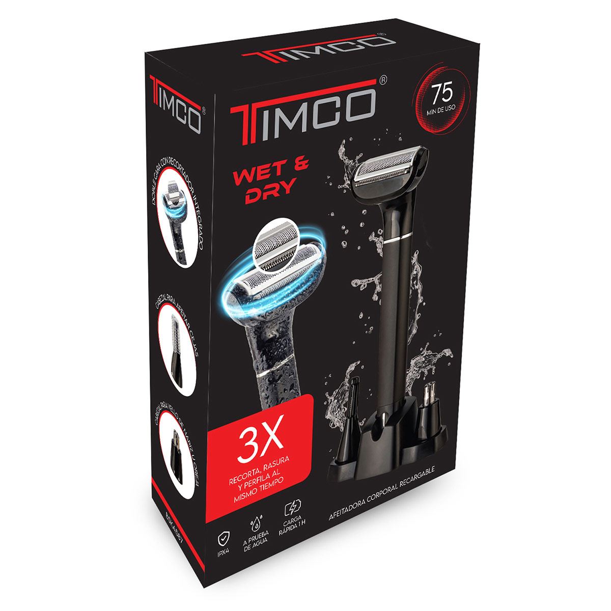 Rasuradora Eléctrica 3 en 1 Rastrillo y Trimmer Timco