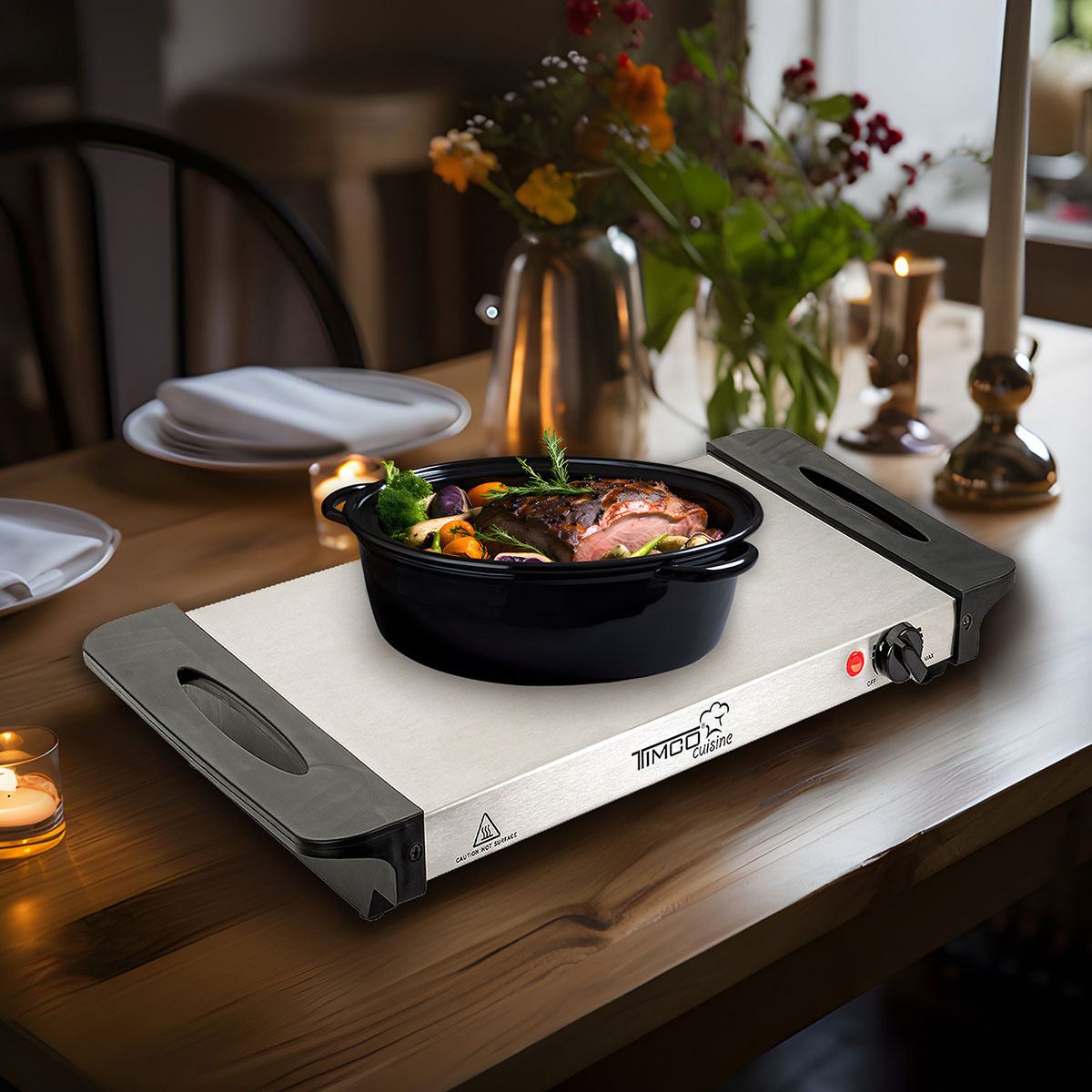 Bandeja Plana Calentamiento - Bufetera Eléctrica