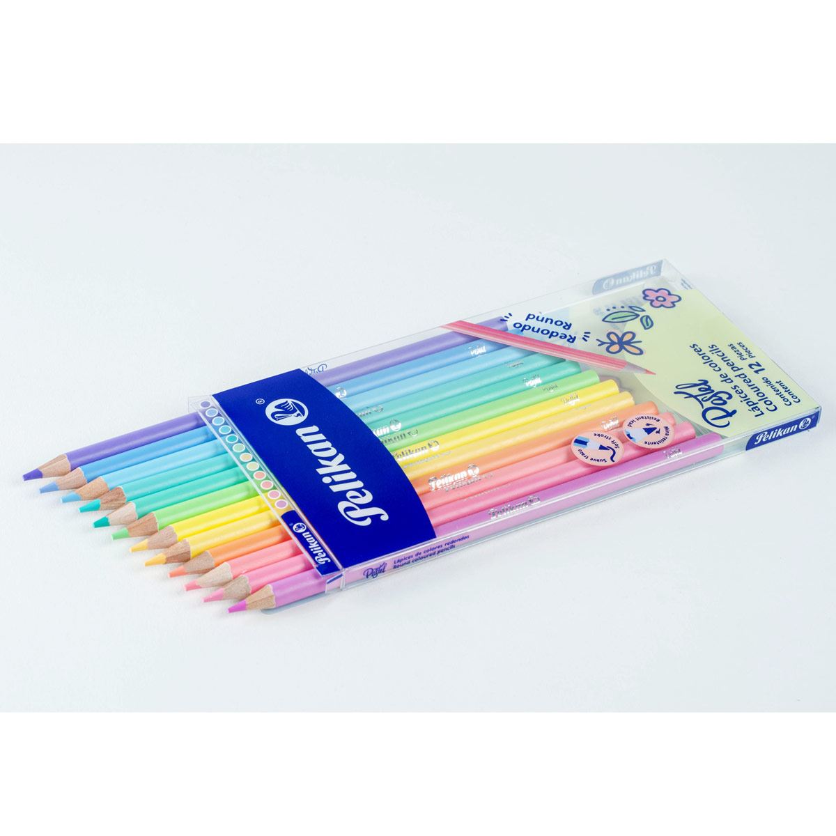 Lápices de Colores Caja con 12 Piezas Largos Redondos 4 mm Pastel