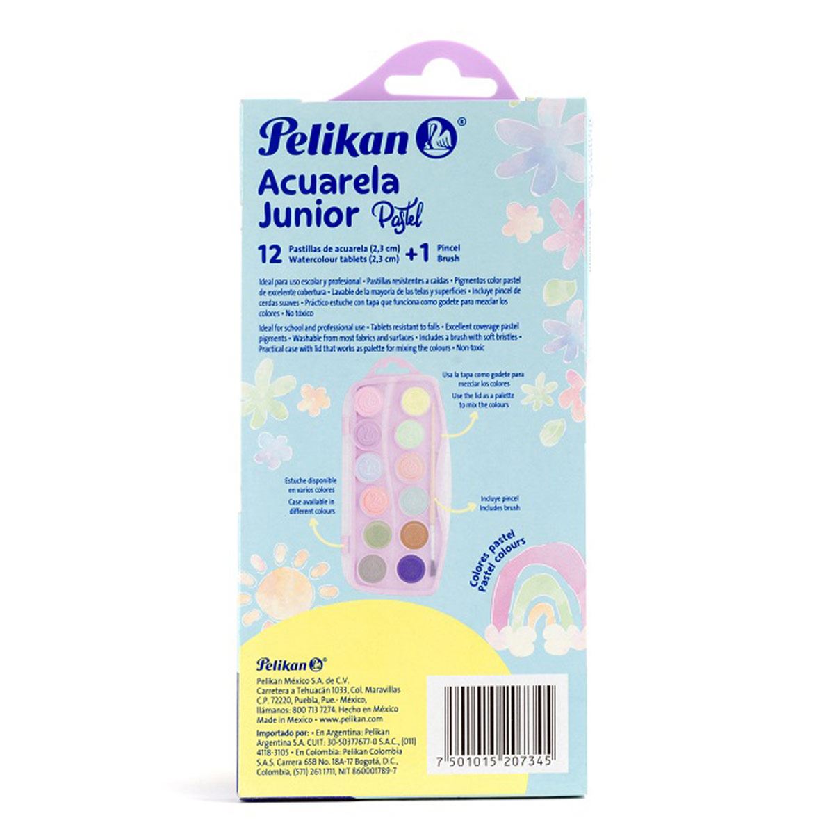 Acuarela junior con 12 pastillas de colores pastel