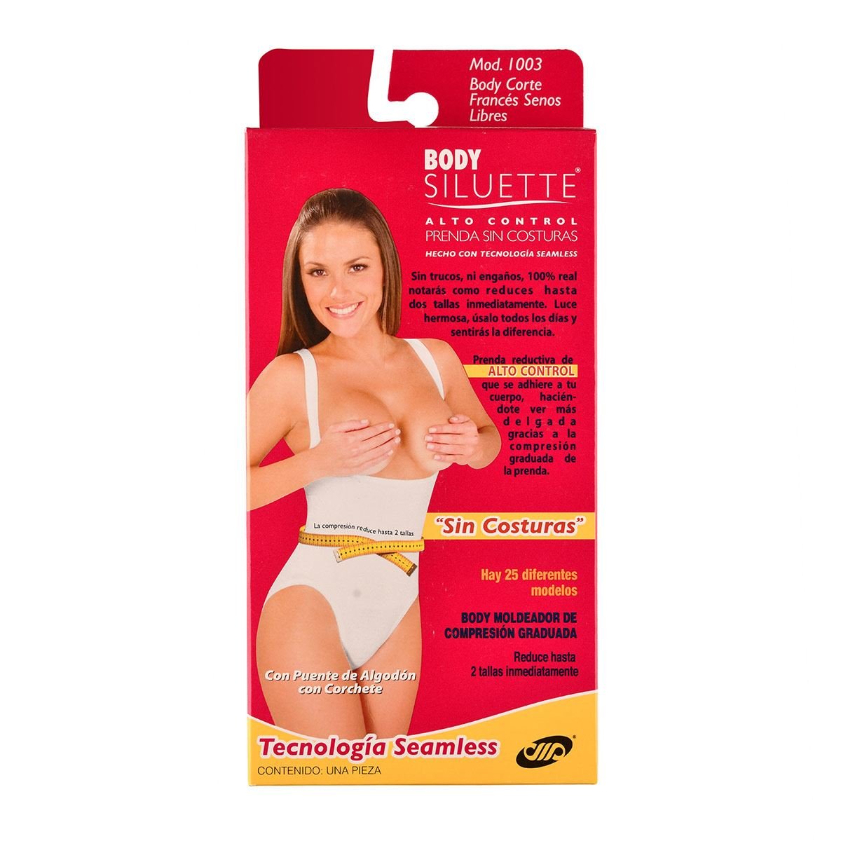 Body senos libres Body Siluette seamless alto control 1003-4218 extragrande  blanco dama