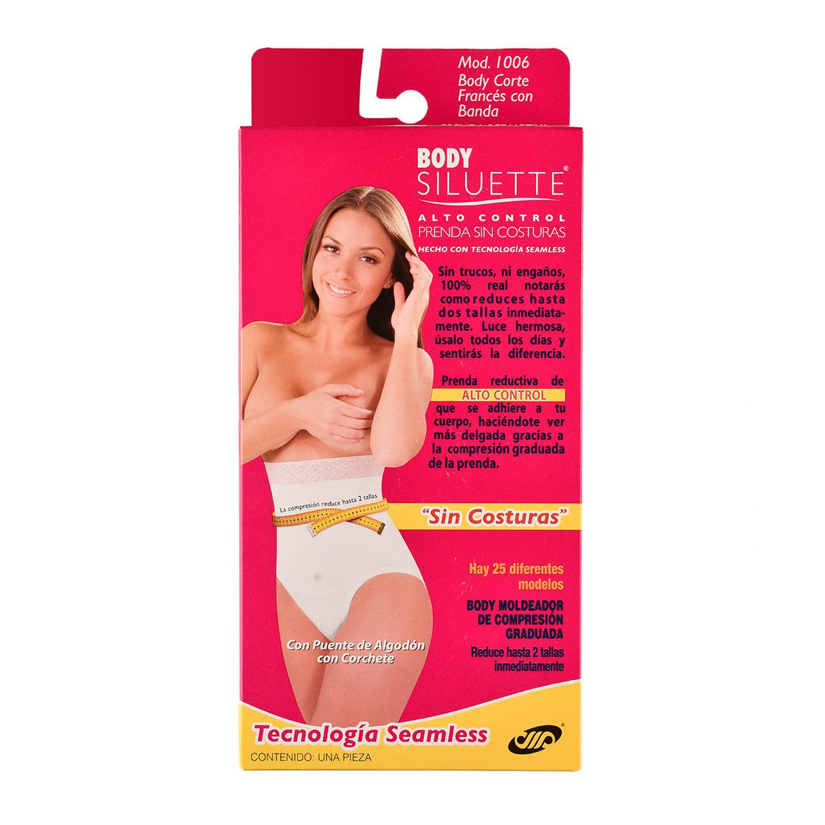 Body con banda Body Siluette seamless alto control 1006-4232 grande negro dama