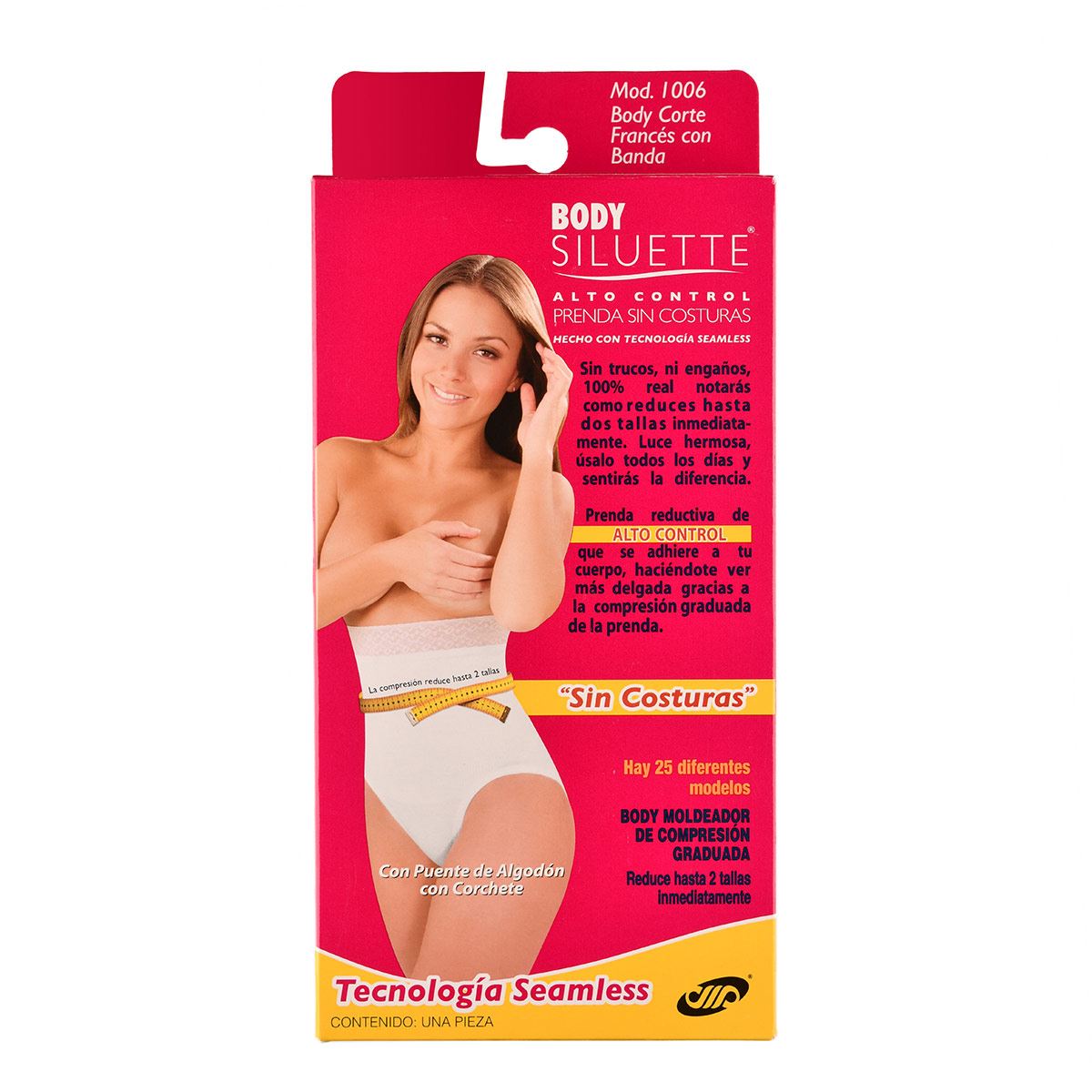 Body con banda Body Siluette seamless alto control 1006-4232 extragrande blanco dama