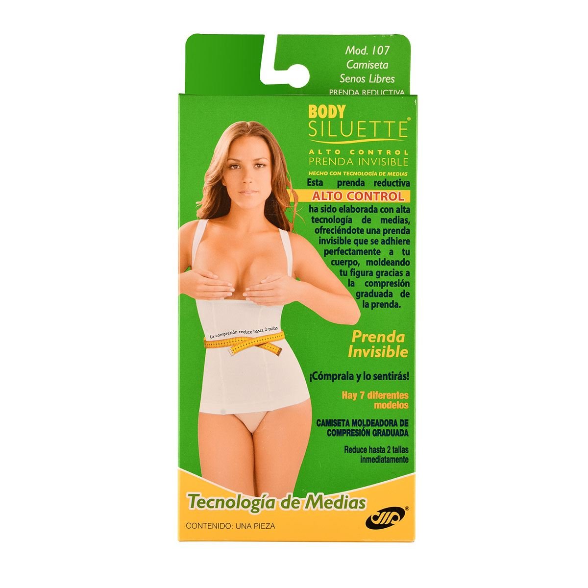 Camiseta senos libres Body Siluette seamless alto control invisible 107-4232 extragrande nude dama