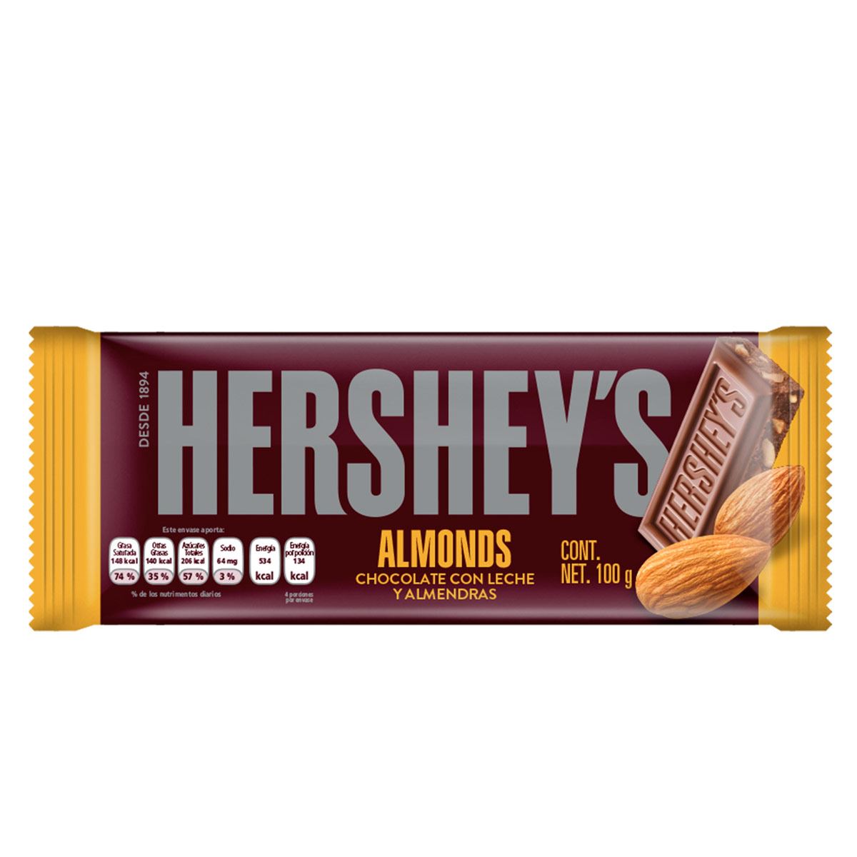 Hershey&#39;s Con Almendras 100 gramos