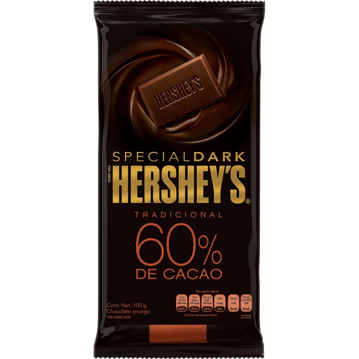 Barra de Chocolate Sin Azúcar Hershey's Amargo 100g