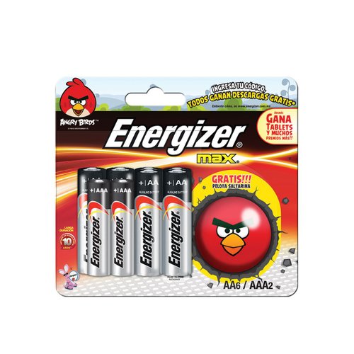 Pila Energizer Max AA C/6 Y AAA C/2 Angry Birds