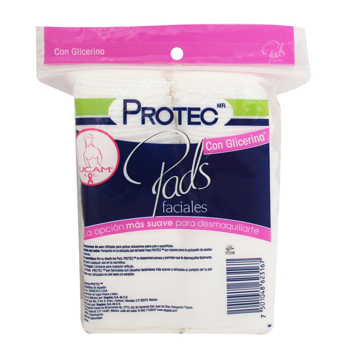 Pads Faciales Protec cuadrados con glicerina