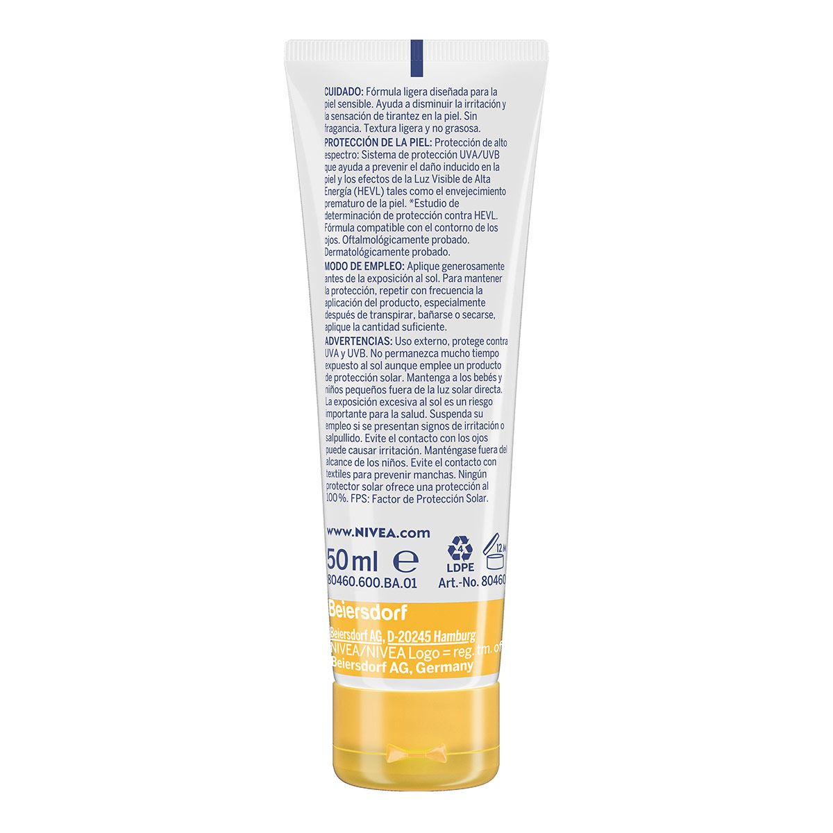 Nivea Protector Solar Facial Piel Sensible FPS 50+ 50ml