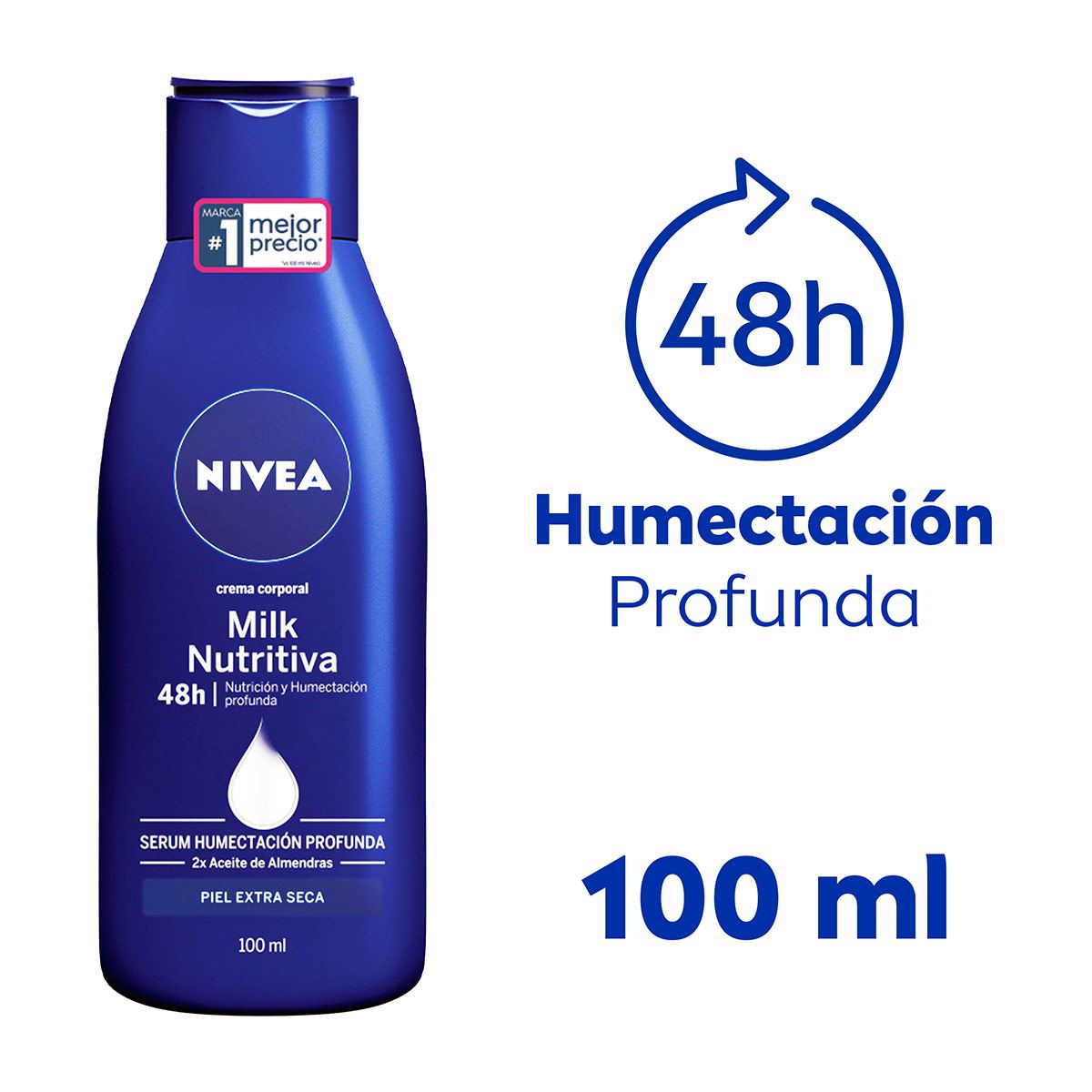 Crema Corporal Humectante para Piel Extra Seca, Body Milk 48 horas de Humectación Profunda, 100 ml