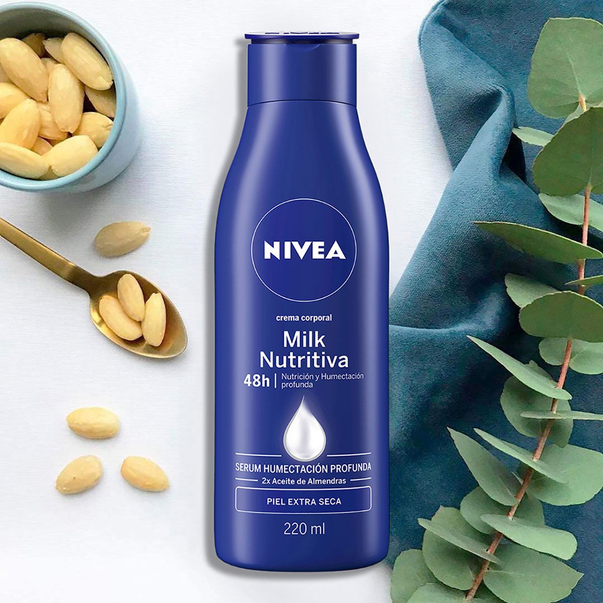 Crema Corporal Humectante para Piel Extra Seca, Body Milk 48 horas de Humectación Profunda, 220 ml