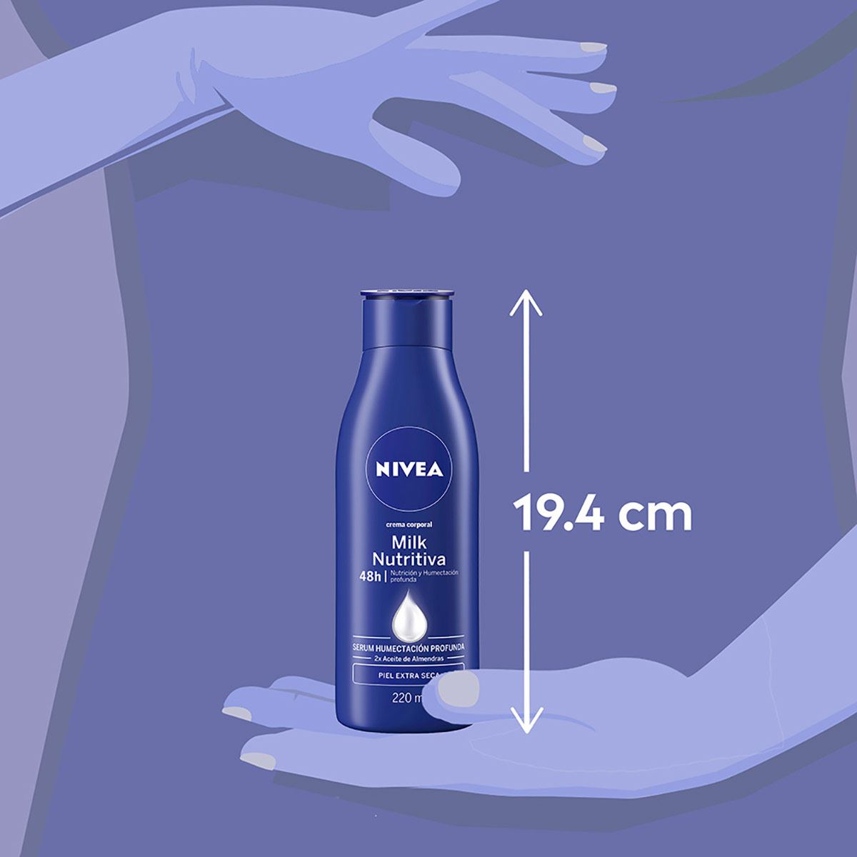 Crema Corporal Humectante para Piel Extra Seca, Body Milk 48 horas de Humectación Profunda, 220 ml